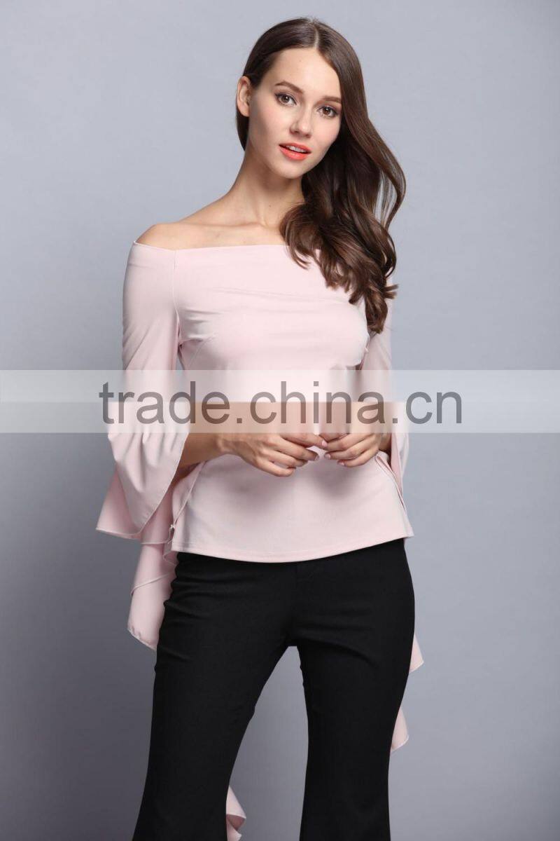 China manufacturer fashion long sleeve blouse elegant ladies top for women 2017