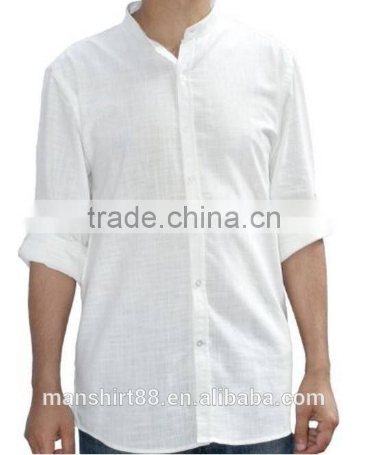 2016 mandarin collar long sleeve linen shirt for men