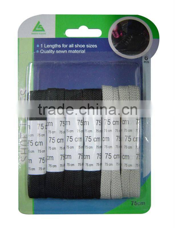 black&grey polyester material flat custom made shoe laces
