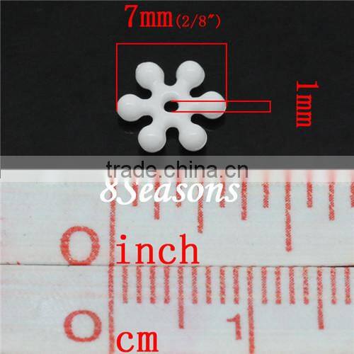 White Christmas Snowflake Acrylic Charm Beads 7mm