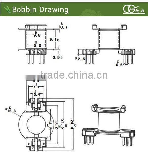 RM8 tall types High frequency transformer bobbin and soft ferrite core