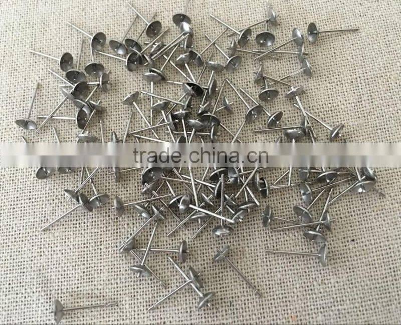 Stainless steel Handmade Stud Earrings Accessory Earrings Jewelry Making Findings Cross Bowl-Shaped Post for Ball Stud Earring