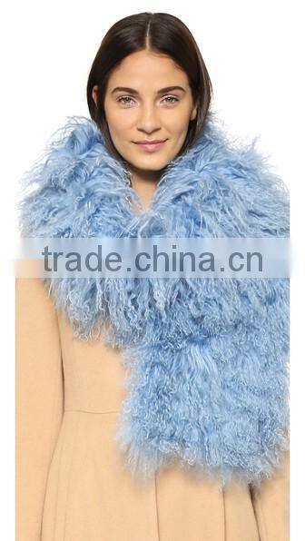 YR329 Customize Size Lots of Colors Real Mongolia Fur scarf Tibet lamb Fur Shawl