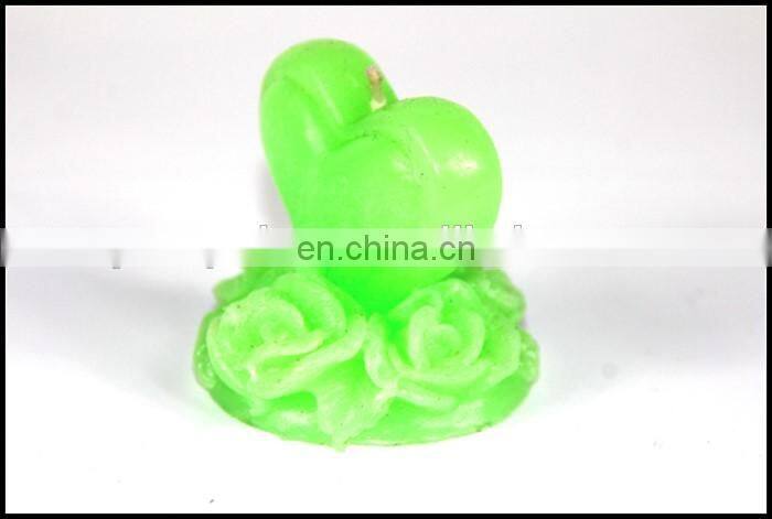 Greeen carve heart and rose shaped stick candle decoration