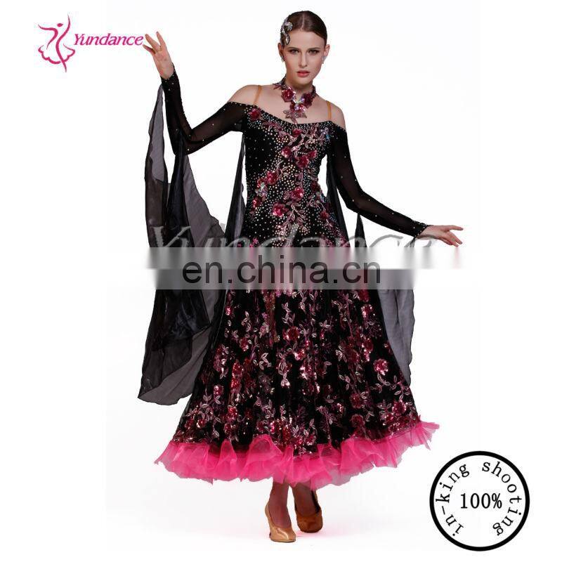 B-13153 Latest Black And Red Sequin Plus Size Ballroom Dance Dresses
