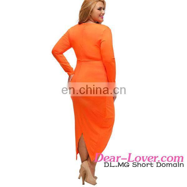 New cheap clothing Fashion slit long sleeve plus size sexy dress
