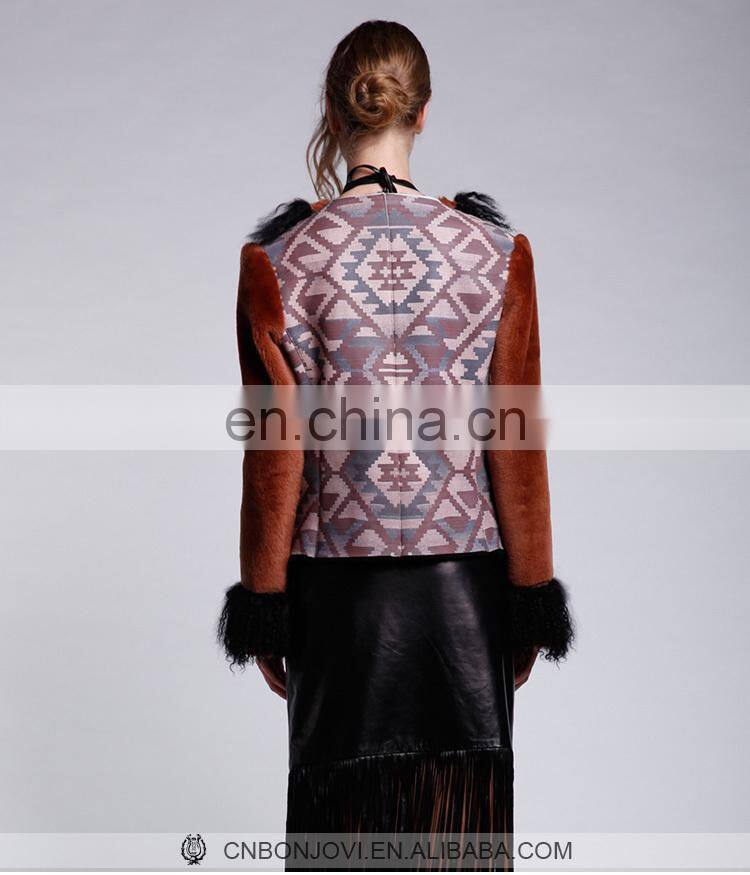 Fashion Sheep Fur & Skin Jacket Mogolian Sheep Fur Trim Sheepskin Fur Coat Hot Sale Ladies Fur Dress