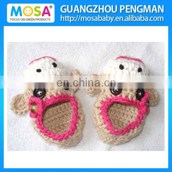 Crochet Newborn Shoes Baby Girl Owl Mary Jane Hot Pink Green Flower Animal Booties