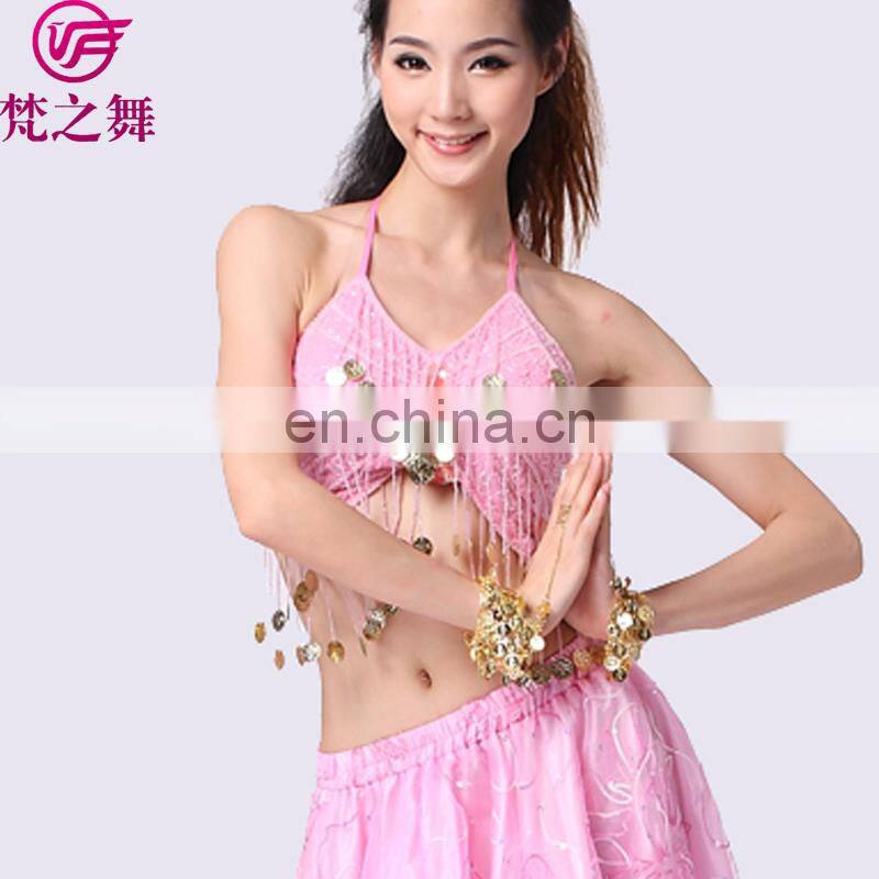 S-3013 Cheap sexy sequin tassel performance belly dance tops for sale