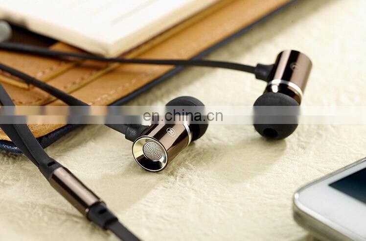 2017 gray flat Super heavy bass cable Metal earbuds with Mic for iphone samsung