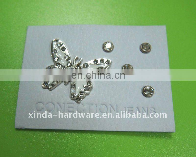 butterfly pu leather patch with rhinestones, jeans label with badge