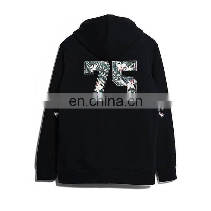 Print Black Pullover Hoodie Wholesale OEM Custom Men Hoodies