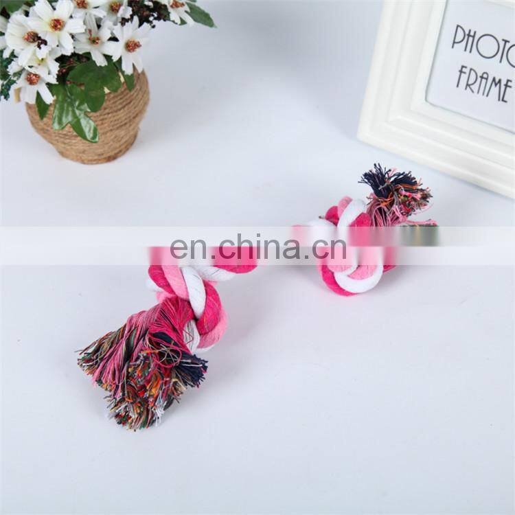 Small to large dog play colored double knots handmade cotton pet rope toy