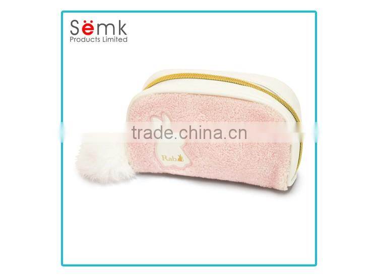 Alibaba rabbit shape rose red plush ladies fashion travel cosmetic bag