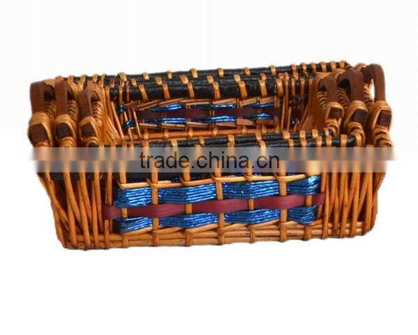 rectangular wicker basket tray