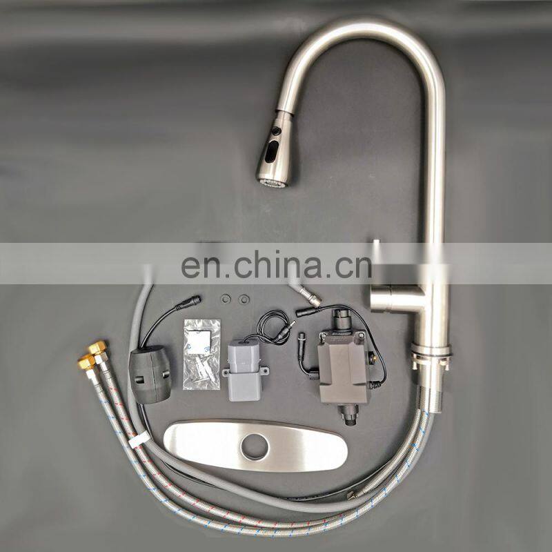 China GIBO gold matt black brass pull out touchless infrared SUS 304 stainless steel touch kitchen faucet sensor