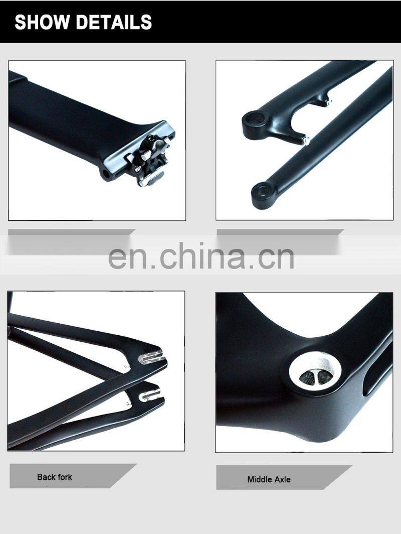 Modify Luxury Matt Black Carbon Fiber Track Bicycle Frame Bike Frameset with Stem for BSA