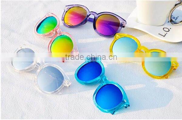 2016 women new style fashion round translucent crystal frame sunglasses