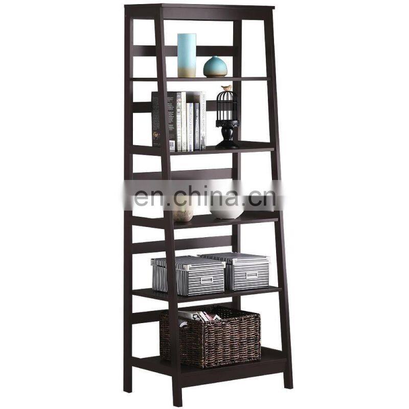 5-Tier A Frame Wood Ladder Bookshelf Multifunctional Storage Rack Display, Dark Espresso