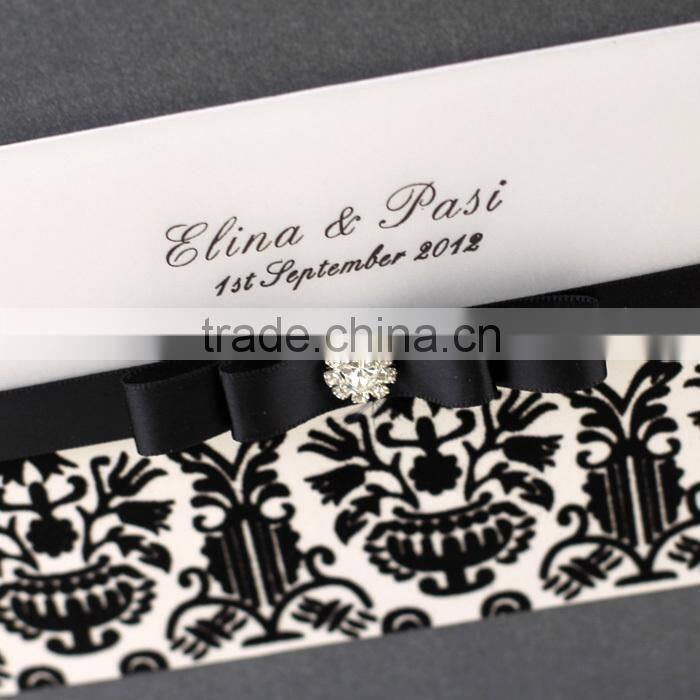 2016 Western Style Premium Luxury Velvet Flocked Wedding Invitation