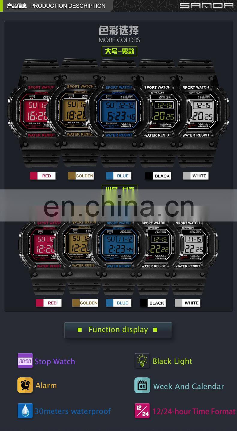 Sanda 329 Men's Sports Chronograph Calendar Fashionable Watch Waterproof Cheap Digital Watches For Mens