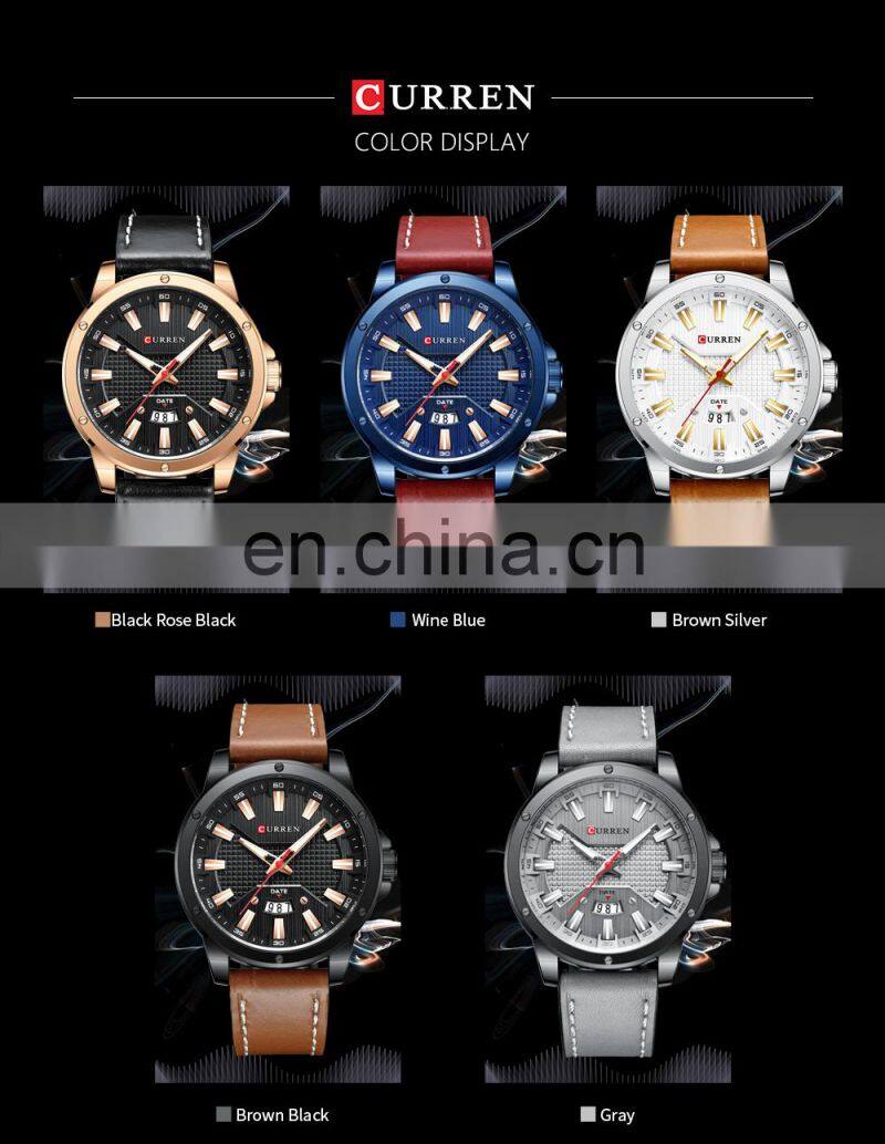 Curren 8376 2020 New Design Mens Quartz Watch Fashion Leather Water Resistant Calendar Wrist Watches for Men