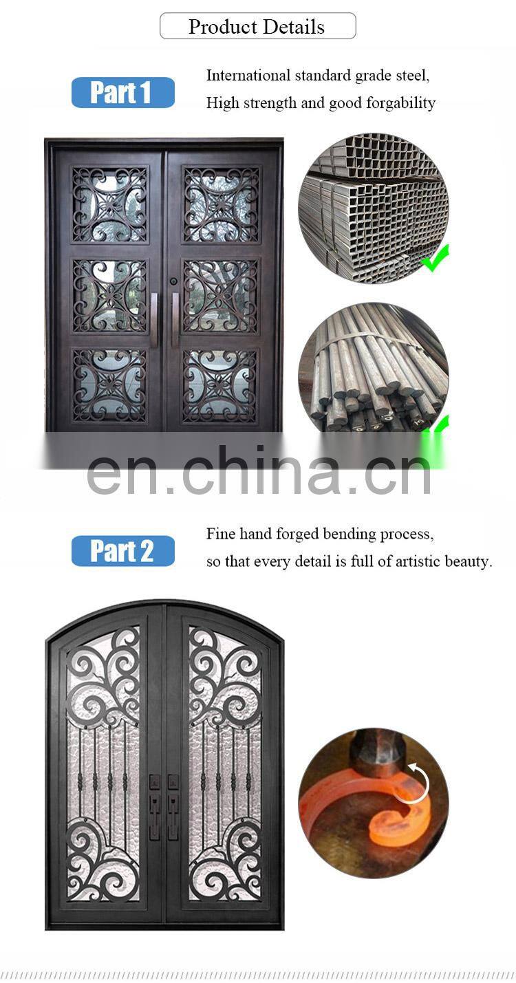 Cheap price modern safety main entrance waterproof wrought iron grill single security gate door design