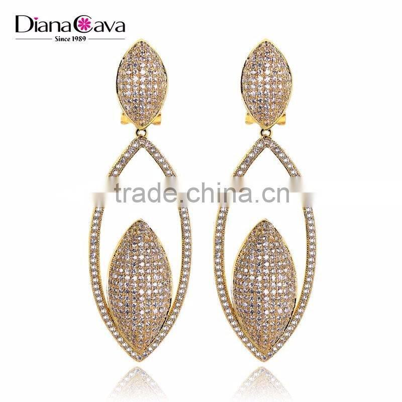 Elegant Big Party Jewelry Bling Deluxe Micro Pave Setting CZ Women Dressed Earrings