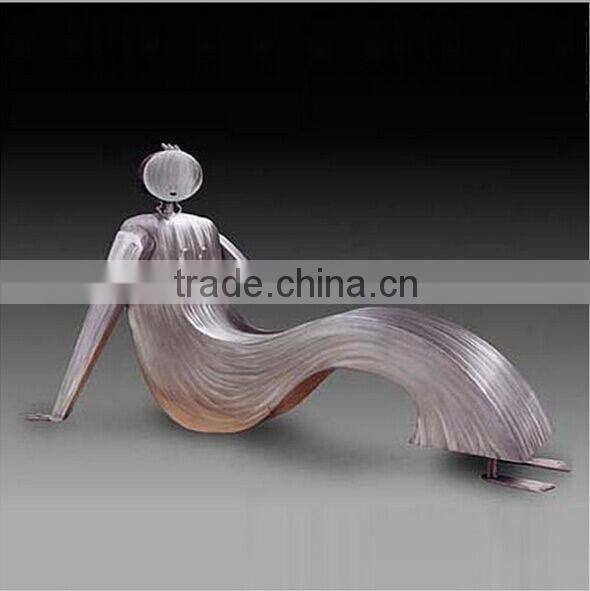 human-like public chair stainless steel sculpture
