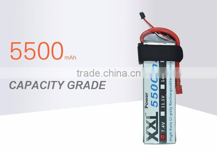 High powe lipo battery 5500mah 7.4v with Universal Plug System