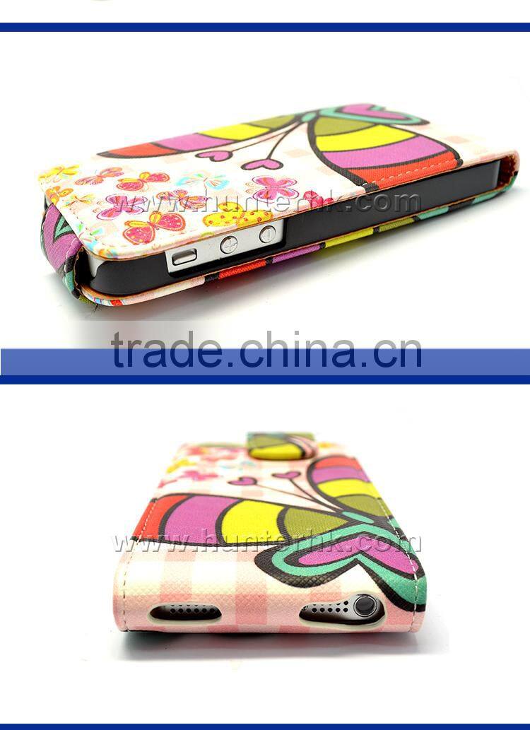 Flower Design Flip Leather Case For iphone 5GS