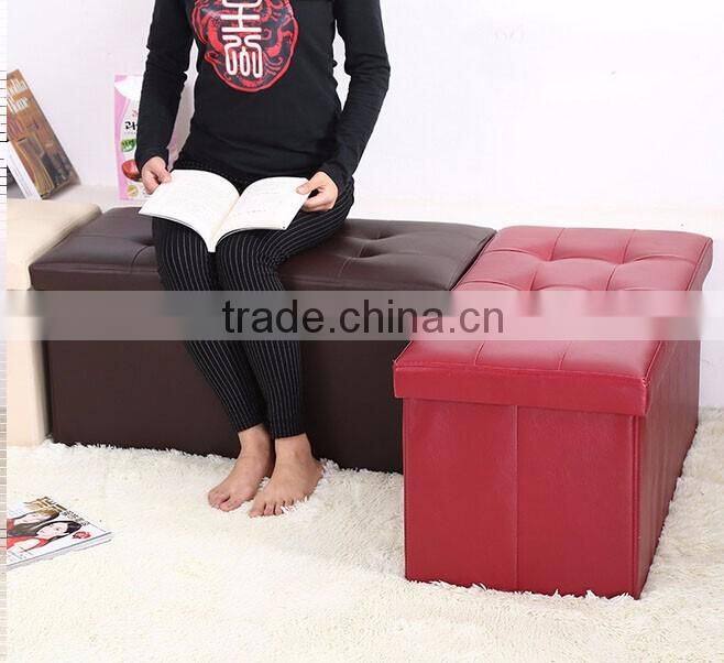 Ottoman Folding Cube Storage Box Footstool Rest Faux Leather