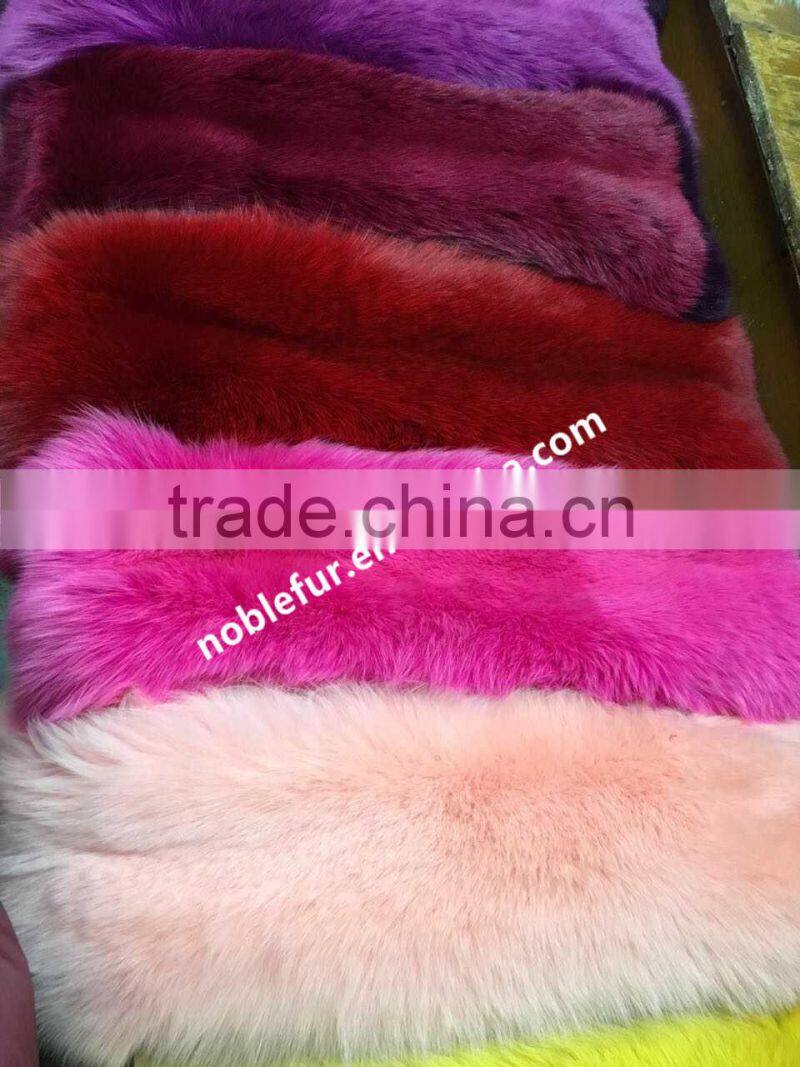 Luxury Real Genuine fox fur blanket super soft Dyed Candy Color Blue fox fur blanket