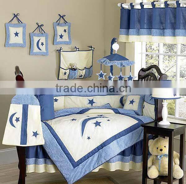 Soft cotton pretty cute printed crib bedding set colorful