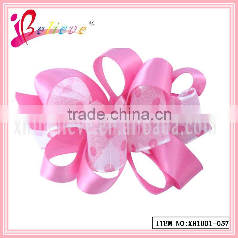 Chinese manufacturer wholesale price no fade polyester koker curly ribbon hair clip (XH1-001)