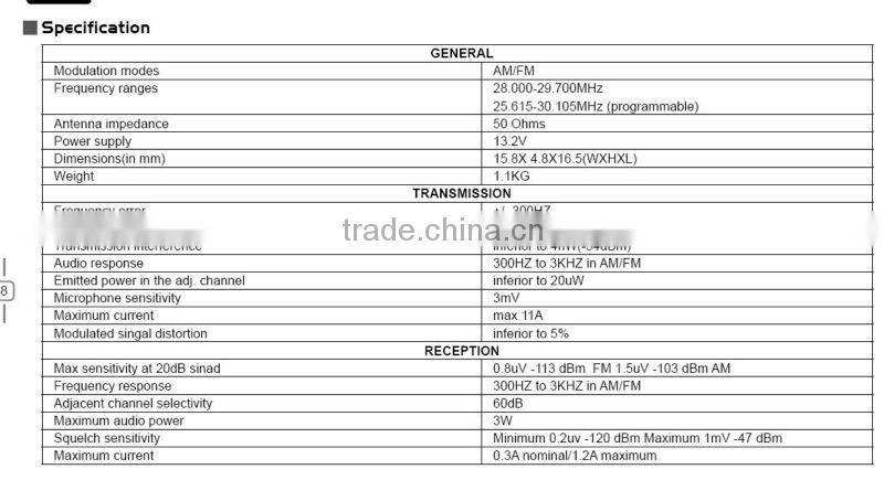 AT-5289 High power CB Radio 11meter +10 meter radio