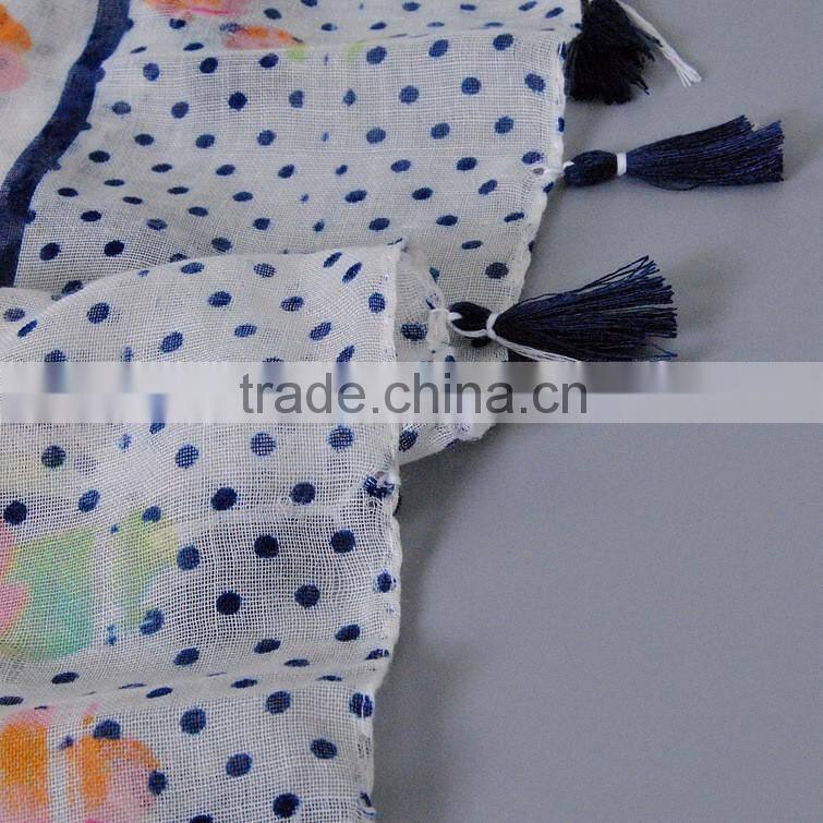 Latest Viscose Tassel Floral Printed Long Muslim Islamic Scarf
