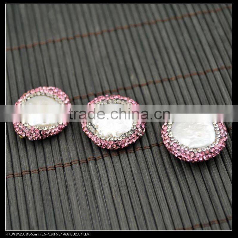 LFD-0052B Wholesale DIY Pave Pink Rhinestone Pearl Connector Spacer Beads For Bracelet Jewelry Making