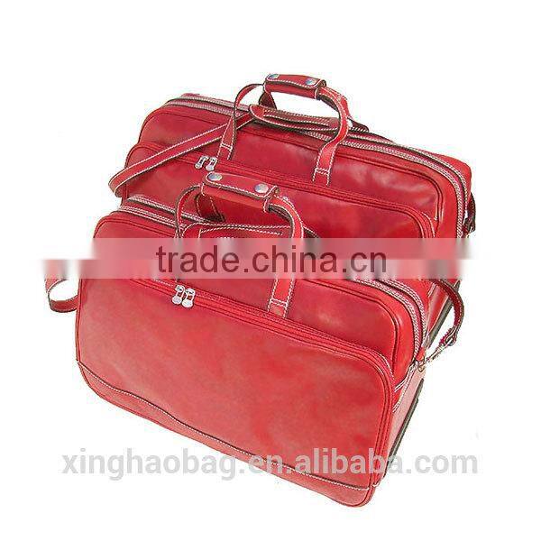 Solid leather trolley luggage bag, fancy luggage bags,korea luggage bag for sale