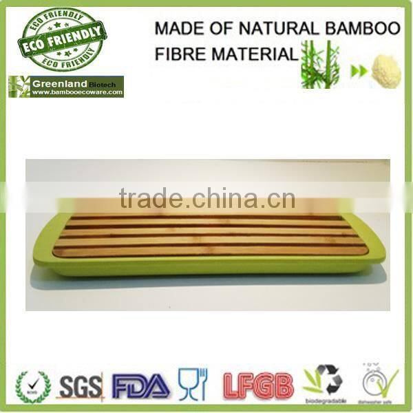 mother need cheap new bamboo fibre bio kitchenware tray /green tray with woodern holder