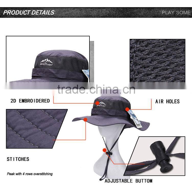 High quality cheap custom fishing caps mesh vented bucket hat