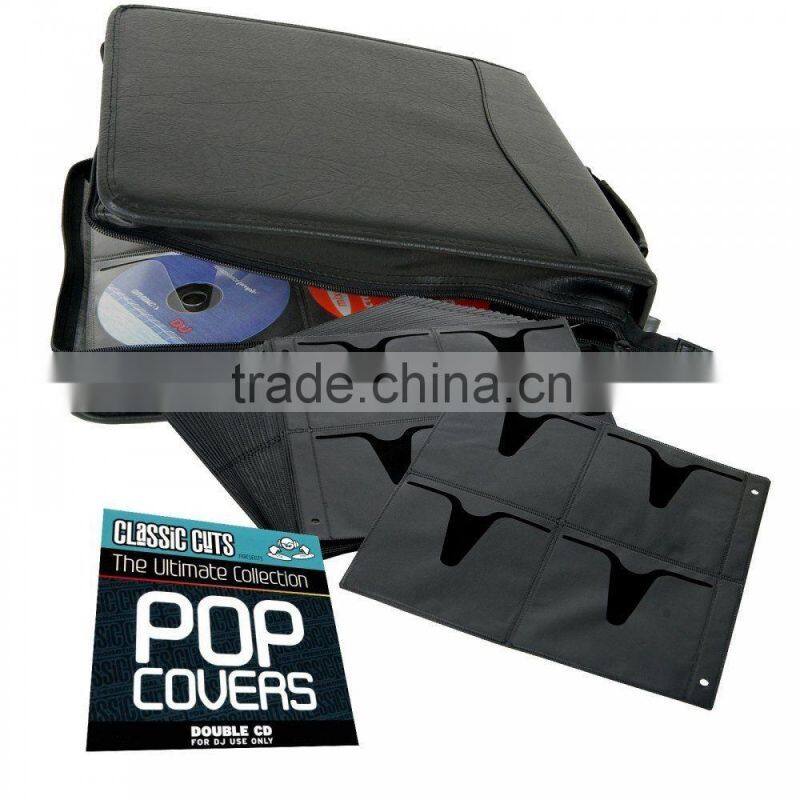 black pu leather cd cover dvd case holder portfolio manufacturer