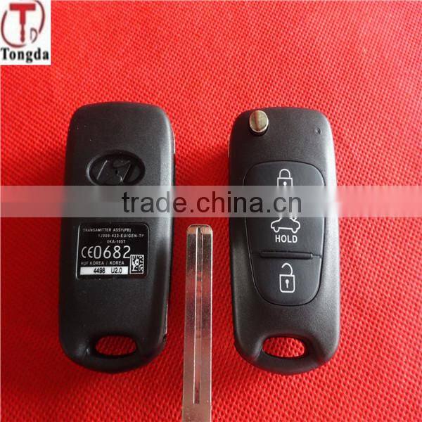 Tongda hot sale 4 button flip key fob key blank /key shell for Hyundai K3 Elantra Forte