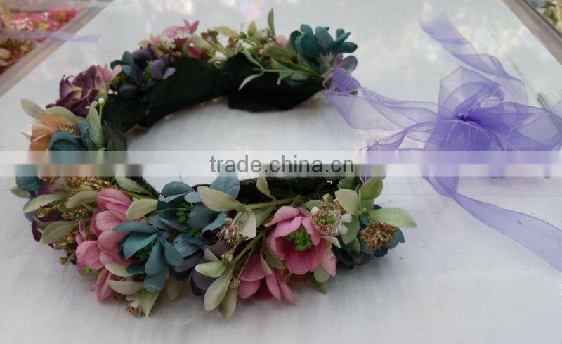 HL015 New artificial flower crown/tiara flower crown/wedding flower crown wreath headband flower