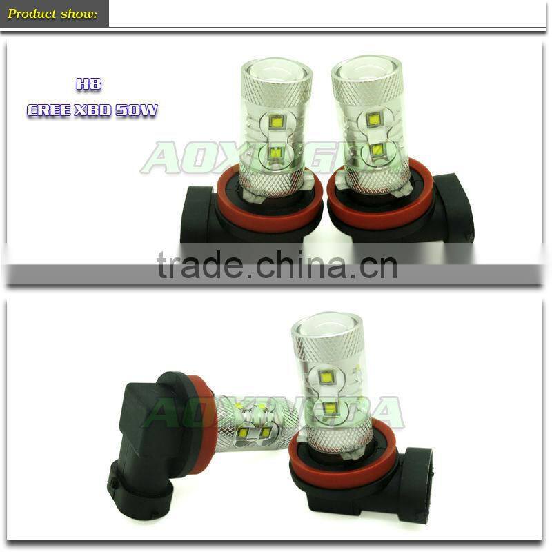 12~24V C.R.E.E XBD H8 50W high intense car LED light