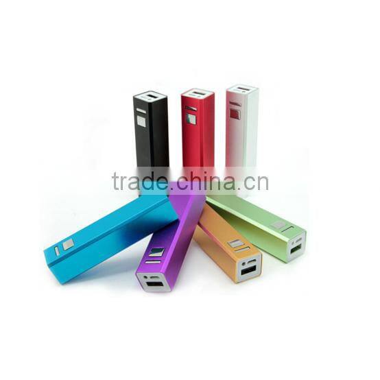 Flexible mini usb aluminium lipstick power bank 2600mah for smartphones