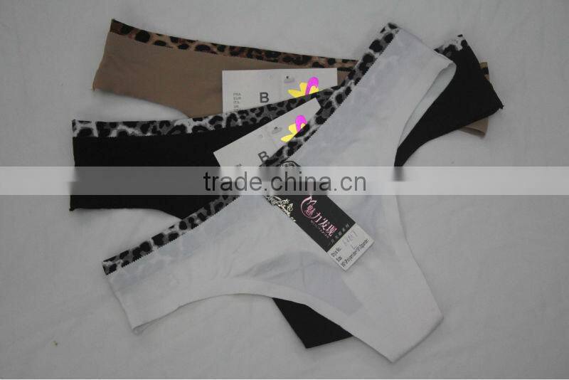 2014 Mature Ladies Contrast Design Leopard Print Tape Laser Cut Panty