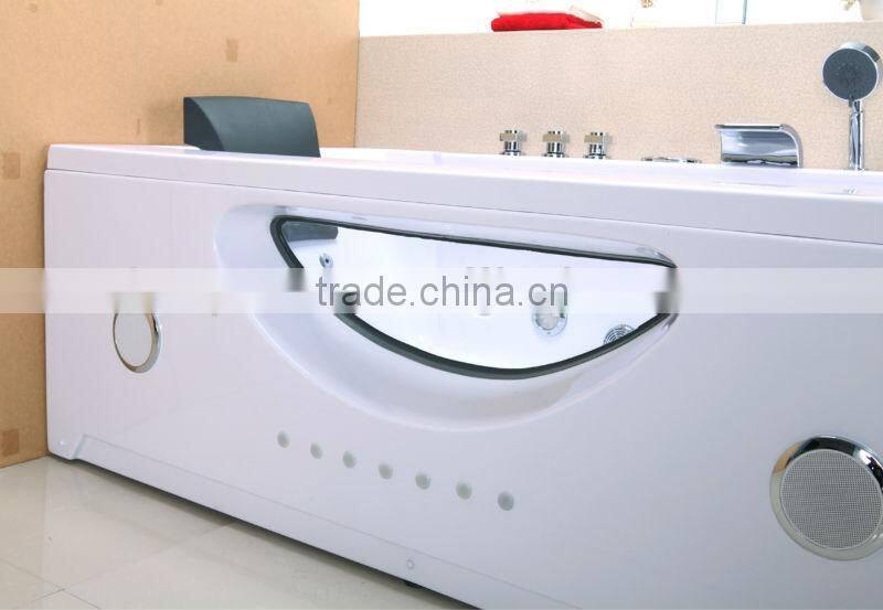 2015 Luxury Rectangle Air Bubble LED Sitting Bathtub