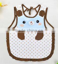 cute baby cotton apron/baby bear shape dinner apron/baby waterproof apron