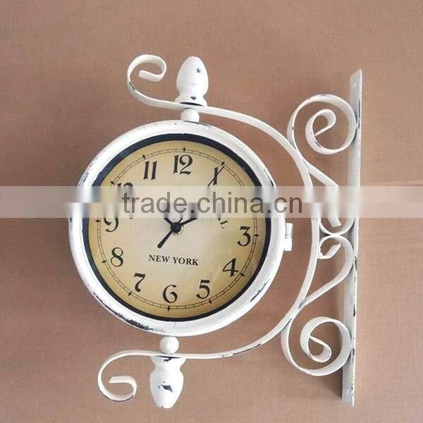 Vintage train station double sided clocks